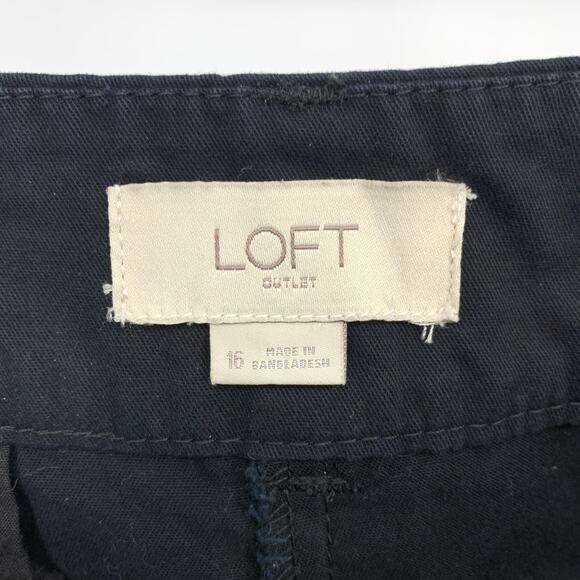 Loft Outlet Women's Size 16 4" Short 100% Cotton Mid Rise Zipped Front Black - Picture 5 of 7
